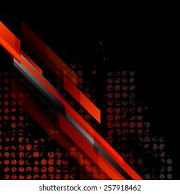 Dark red grunge tech abstract background. Vector design