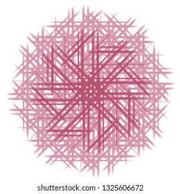 dark red hand drawn mandala circle pattern with short brush strokes, vector illustration
