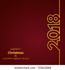 Dark red Happy New Year 2018 Background. New Year and Xmas Design Element Template. Vector Illustration.