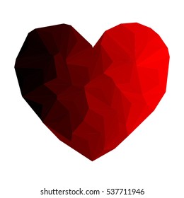 Dark red heart drawn in triangulation style type stone.Vector eps 10.