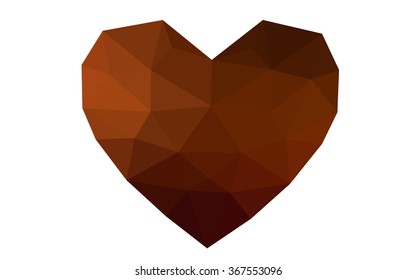 Dark red heart isolated on white background. Geometric rumpled triangular low poly origami style gradient graphic illustration. Vector polygonal design for your business.