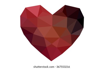 Dark red heart isolated on white background. Geometric rumpled triangular low poly origami style gradient graphic illustration. Vector polygonal design for your business. Dark red heart isolated on white background. Geometric rumpled triangular low poly origami style gradient graphic illustration. Vector polygonal design for your business.
