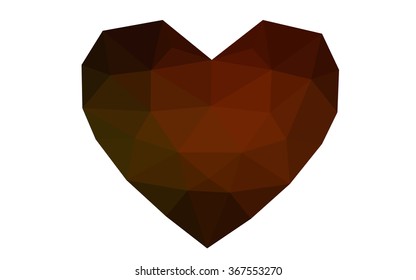 Dark red heart isolated on white background. Geometric rumpled triangular low poly origami style gradient graphic illustration. Vector polygonal design for your business.