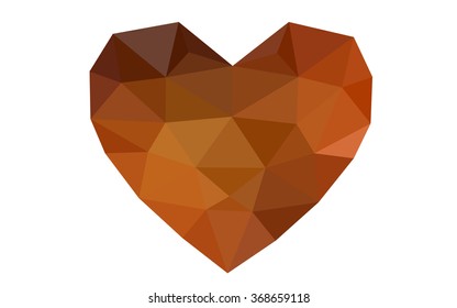 Dark red heart isolated on white background. Geometric rumpled triangular low poly origami style gradient graphic illustration. Vector polygonal design for your business.