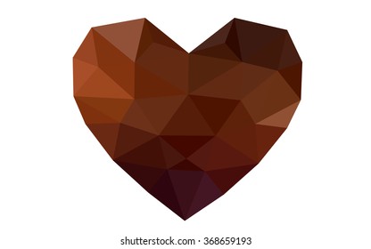 Dark red heart isolated on white background. Geometric rumpled triangular low poly origami style gradient graphic illustration. Vector polygonal design for your business.