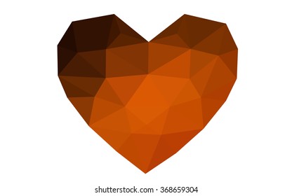 Dark red heart isolated on white background. Geometric rumpled triangular low poly origami style gradient graphic illustration. Vector polygonal design for your business.
