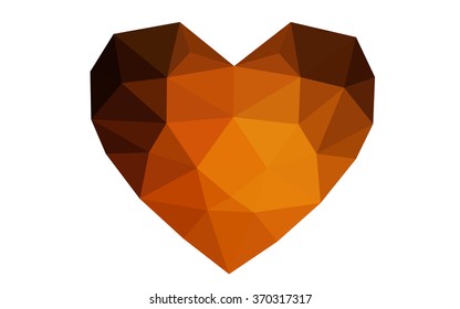 Dark red heart isolated on white background. Geometric rumpled triangular low poly origami style gradient graphic illustration. Vector polygonal design for your business.
