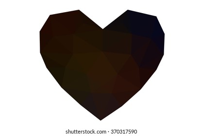 Dark red heart isolated on white background. Geometric rumpled triangular low poly origami style gradient graphic illustration. Vector polygonal design for your business.