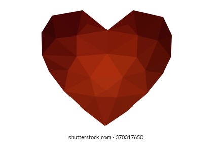 Dark red heart isolated on white background. Geometric rumpled triangular low poly origami style gradient graphic illustration. Vector polygonal design for your business. Dark red heart isolated on white background. Geometric rumpled triangular low poly origami style gradient graphic illustration. Vector polygonal design for your business.