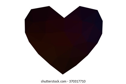 Dark red heart isolated on white background. Geometric rumpled triangular low poly origami style gradient graphic illustration. Vector polygonal design for your business.