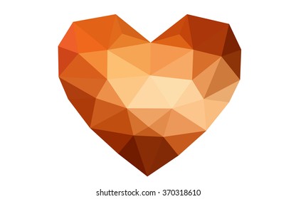 Dark red heart isolated on white background. Geometric rumpled triangular low poly origami style gradient graphic illustration. Vector polygonal design for your business.