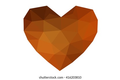 Dark red heart isolated on white background. Geometric rumpled triangular low poly origami style gradient graphic illustration. Vector polygonal design for your business.
