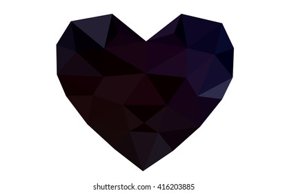 Dark red heart isolated on white background. Geometric rumpled triangular low poly origami style gradient graphic illustration. Vector polygonal design for your business.