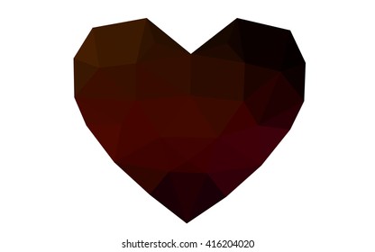 Dark red heart isolated on white background. Geometric rumpled triangular low poly origami style gradient graphic illustration. Vector polygonal design for your business.