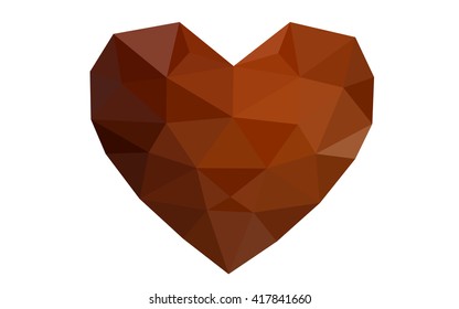 Dark red heart isolated on white background. Geometric rumpled triangular low poly origami style gradient graphic illustration. Vector polygonal design for your business.