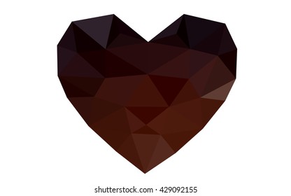 Dark red heart isolated on white background. Geometric rumpled triangular low poly origami style gradient graphic illustration. Vector polygonal design for your business.