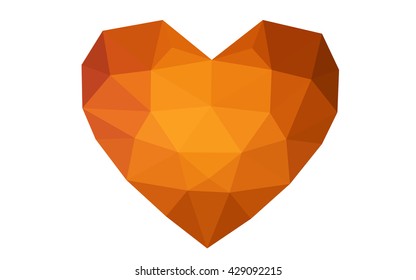 Dark red heart isolated on white background. Geometric rumpled triangular low poly origami style gradient graphic illustration. Vector polygonal design for your business.