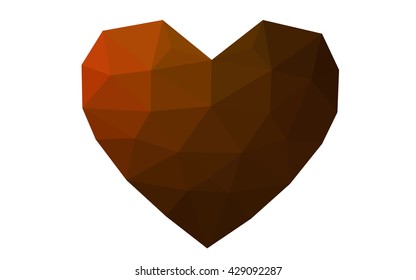 Dark red heart isolated on white background. Geometric rumpled triangular low poly origami style gradient graphic illustration. Vector polygonal design for your business.
