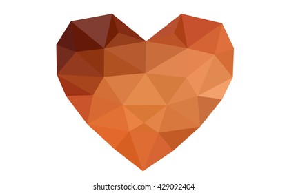Dark red heart isolated on white background. Geometric rumpled triangular low poly origami style gradient graphic illustration. Vector polygonal design for your business.