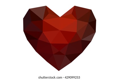 Dark red heart isolated on white background. Geometric rumpled triangular low poly origami style gradient graphic illustration. Vector polygonal design for your business. Dark red heart isolated on white background. Geometric rumpled triangular low poly origami style gradient graphic illustration. Vector polygonal design for your business.