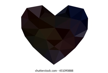 Dark red heart isolated on white background. Geometric rumpled triangular low poly origami style gradient graphic illustration. Vector polygonal design for your business.
