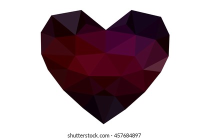 Dark red heart isolated on white background. Geometric rumpled triangular low poly origami style gradient graphic illustration. Vector polygonal design for your business.