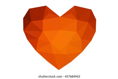 Dark red heart isolated on white background. Geometric rumpled triangular low poly origami style gradient graphic illustration. Vector polygonal design for your business.