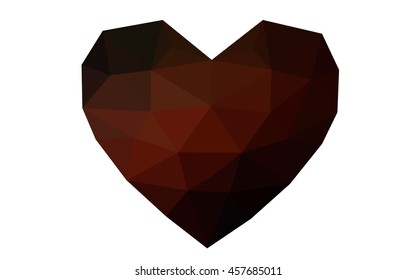 Dark red heart isolated on white background. Geometric rumpled triangular low poly origami style gradient graphic illustration. Vector polygonal design for your business.