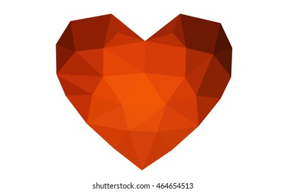 Dark red heart isolated on white background. Geometric rumpled triangular low poly origami style gradient graphic illustration. Vector polygonal design for your business.