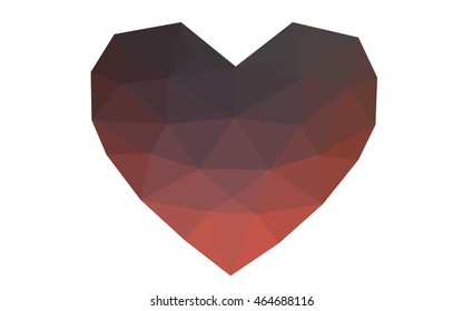 Dark red heart isolated on white background. Geometric rumpled triangular low poly origami style gradient graphic illustration. Vector polygonal design for your business.