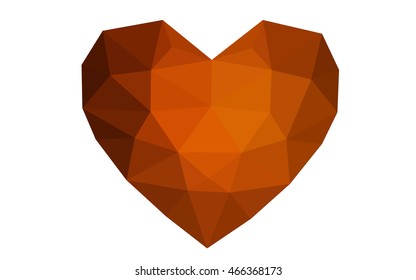 Dark red heart isolated on white background. Geometric rumpled triangular low poly origami style gradient graphic illustration. Vector polygonal design for your business.