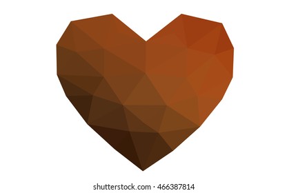 Dark red heart isolated on white background. Geometric rumpled triangular low poly origami style gradient graphic illustration. Vector polygonal design for your business.