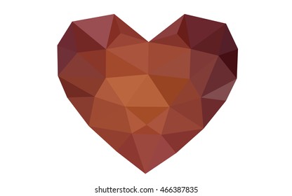 Dark red heart isolated on white background. Geometric rumpled triangular low poly origami style gradient graphic illustration. Vector polygonal design for your business.