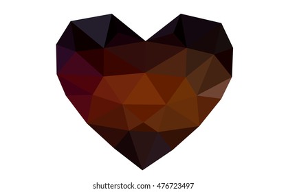 Dark red heart isolated on white background. Geometric rumpled triangular low poly origami style gradient graphic illustration. Vector polygonal design for your business.