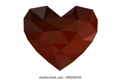 Dark red heart isolated on white background. Geometric rumpled triangular low poly origami style gradient graphic illustration. Vector polygonal design for your business.