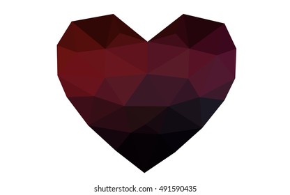 Dark red heart isolated on white background. Geometric rumpled triangular low poly origami style gradient graphic illustration. Vector polygonal design for your business.