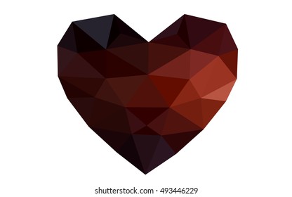 Dark red heart isolated on white background. Geometric rumpled triangular low poly origami style gradient graphic illustration. Vector polygonal design for your business.
