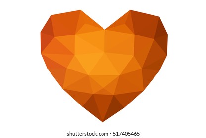 Dark red heart isolated on white background. Geometric rumpled triangular low poly origami style gradient graphic illustration. Vector polygonal design for your business.