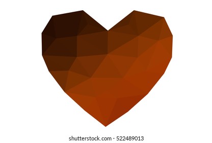 Dark red heart isolated on white background. Geometric rumpled triangular low poly origami style gradient graphic illustration. Vector polygonal design for your business.