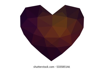 Dark red heart isolated on white background. Geometric rumpled triangular low poly origami style gradient graphic illustration. Vector polygonal design for your business.