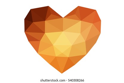 Dark red heart isolated on white background. Geometric rumpled triangular low poly origami style gradient graphic illustration. Vector polygonal design for your business.