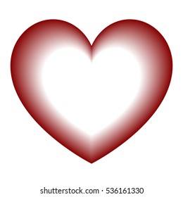 Dark red heart with white core in centre. Heart have volumetric effect.Vector eps 10