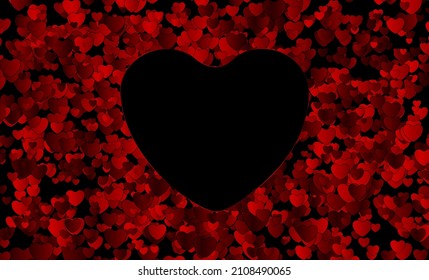 Dark red hearts abstract background. Valentines Day greeting card vector design