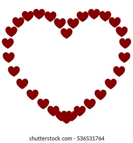 Dark red hearts painted on a path .Vector eps 10 