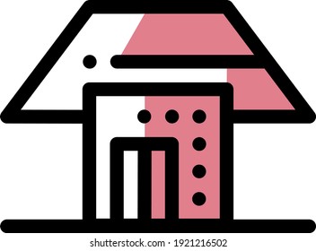 Dark red house, illustration, vector on white background.