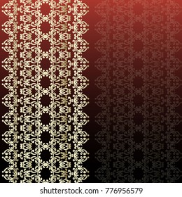 Dark Red Invitation Card with Abstract Pattern and Blank vertical Stripe Label. Vector Illustration