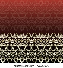 Dark Red Invitation Card with Abstract Pattern and Blank Horizontal Stripe Label. Vector Illustration