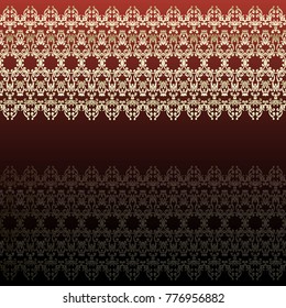 Dark Red Invitation Card with Abstract Pattern and Blank Horizontal Stripe Label. Vector Illustration