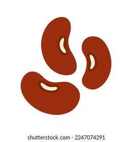 Dark red kidney beans isolated on white background. Vector illustration.