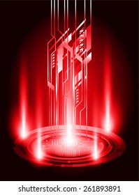 Dark red Light Abstract Technology background for computer graphic website internet.